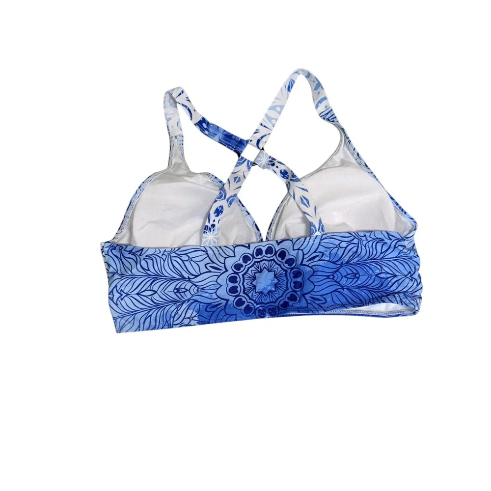Rosegal Blue Mandala 3 Piece Swimsuit Set 1X Bikini Top High Waist Skirt fairy
